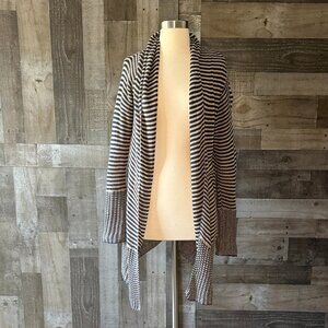 BCBGMaxAzria tan navy stripes open cardigan XSmall western coastal cowgirl fall